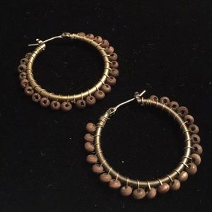Avon Jewelry - Avon hoop wooden beaded earrings Avon Jewelry - Avon hoop wooden beaded earrings